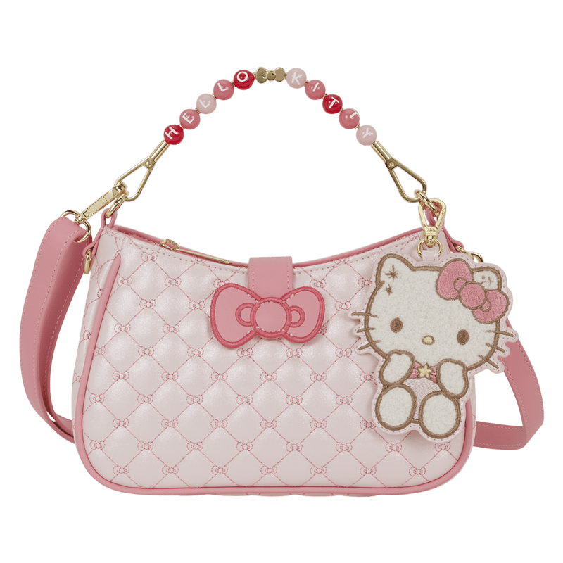 Hello Kitty - Quilted Crossbody Bag with Beaded Handle & Bag Charm