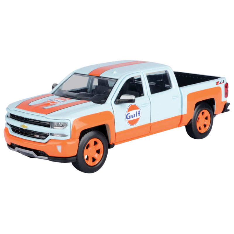 Gulf Collection - 1:27 Scale 2017 Chevy Silverado 1500 Lt Z71 Crew Cab W/Gulf Livery