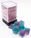 Chessex - Gemini Gel Green-Pink w/blue Luminary 7-Dice Set