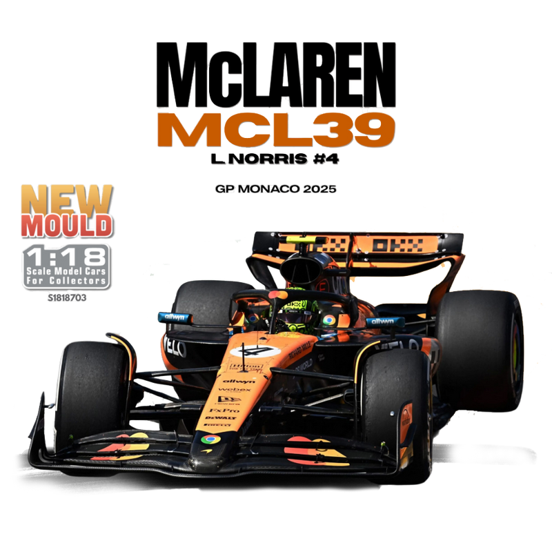 Formula 1 - MCLaren MCL39 L.Norris #4 (GP Monaco 2025) 1:18 Scale Diecast Vehicle