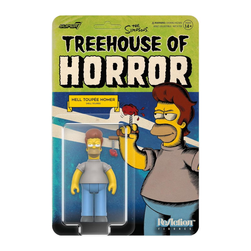 The Simpsons - Hell Toupee Homer (Tree House of Horror) Reaction Mendozza Reaction 3.75 Inch Figure