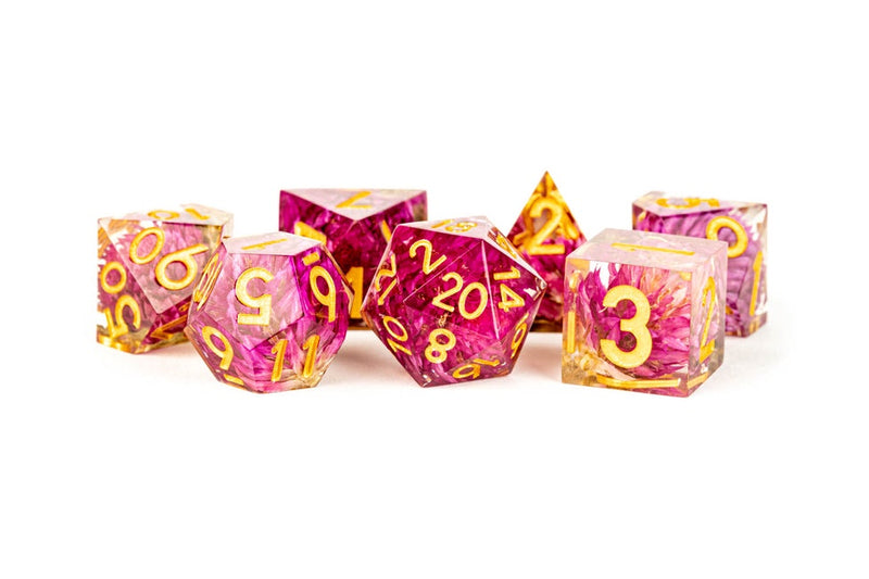 Metallic Dice Games – Handcrafted Sharp Edge Resin Dice Set - Thousand Day Red