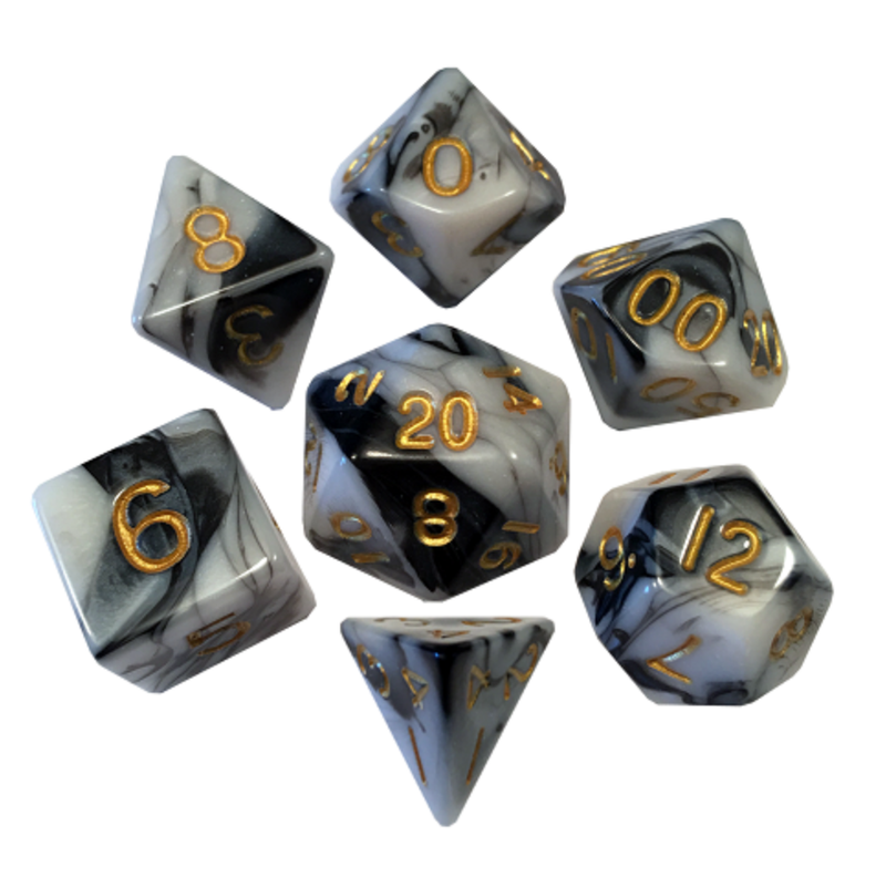 Acrylic Dice: Marble with Gold Numbers