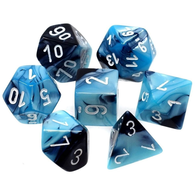 Chessex - Gemini Black-Shell w/White Classic Polyhedral 7-Die Set