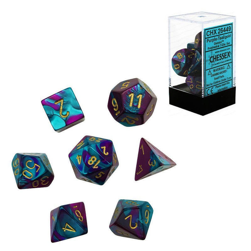 Chessex - Gemini Purple-Teal w/Gold Classic Polyhedral 7-Die Set