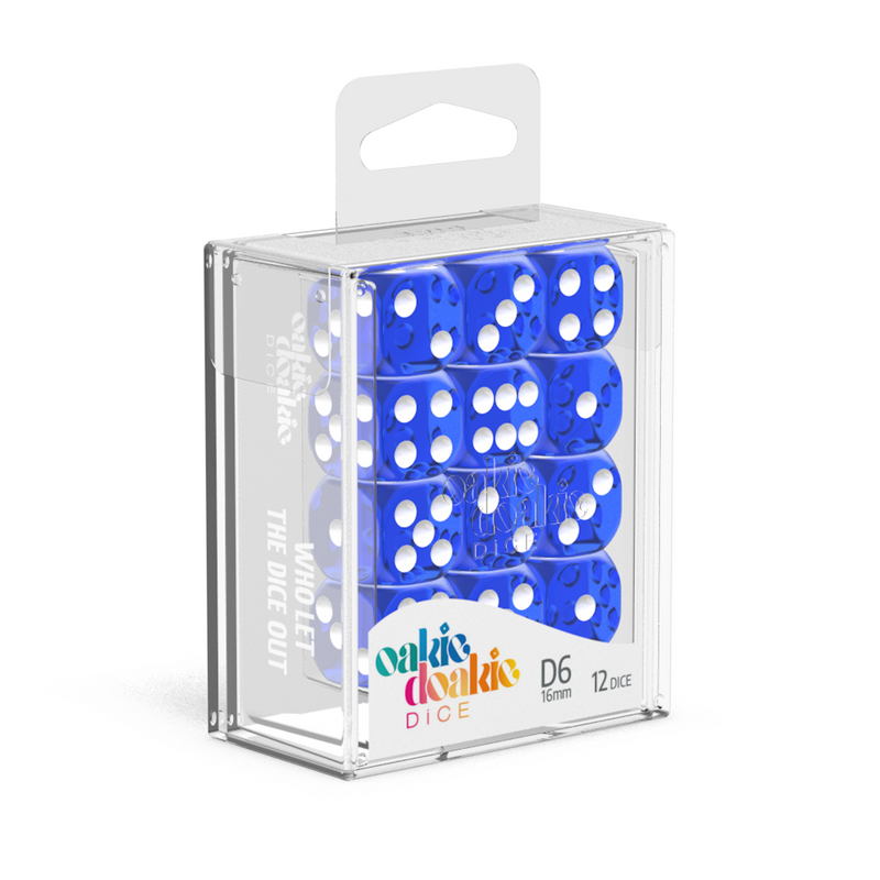 Oakie Doakie Dice D6 16 mm Translucent - Blue (12)