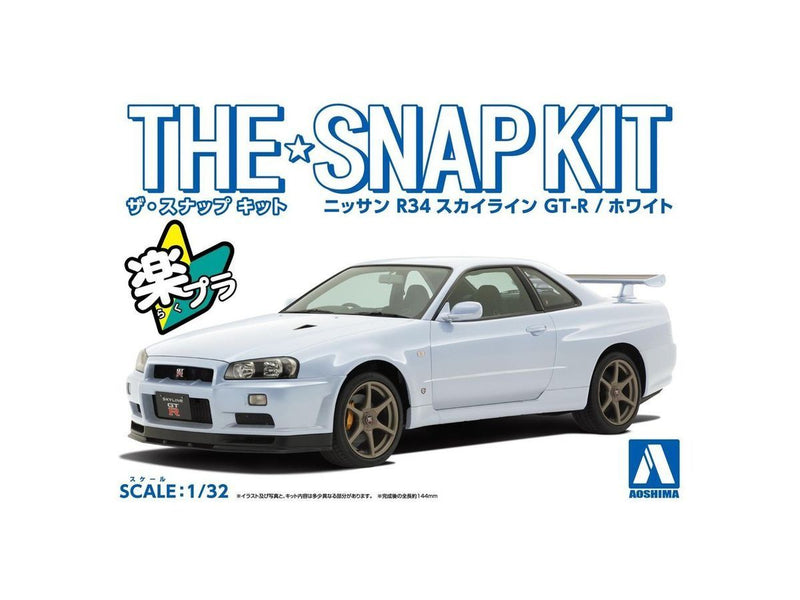 Nissan R34 Skyline GT-R 1/32 Snap Model Kit (White)