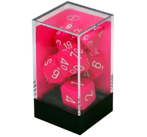 Chessex - Opaque Polyhedral Pink/white 7-Die Set