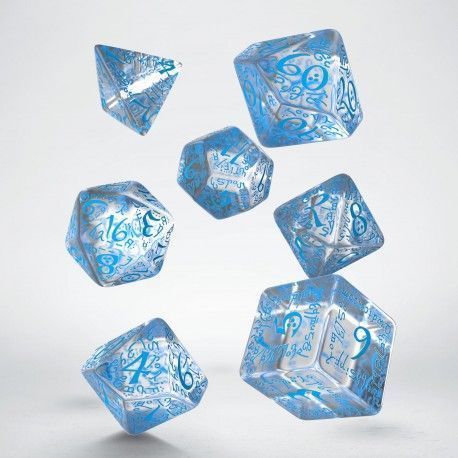 Q Workshop: Elvish Translucent & blue Dice Set 7