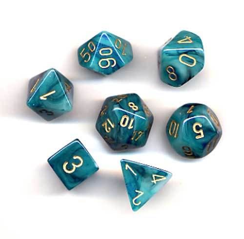 Chessex - Phantom Teal w/gold Classic Polyhedral 7-Die Set