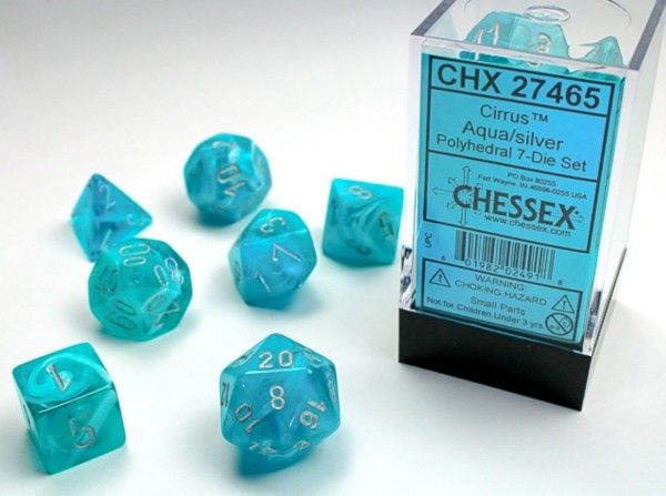 Chessex - Cirrus Aqua/Silver Classic Polyhedral 7-Die Set
