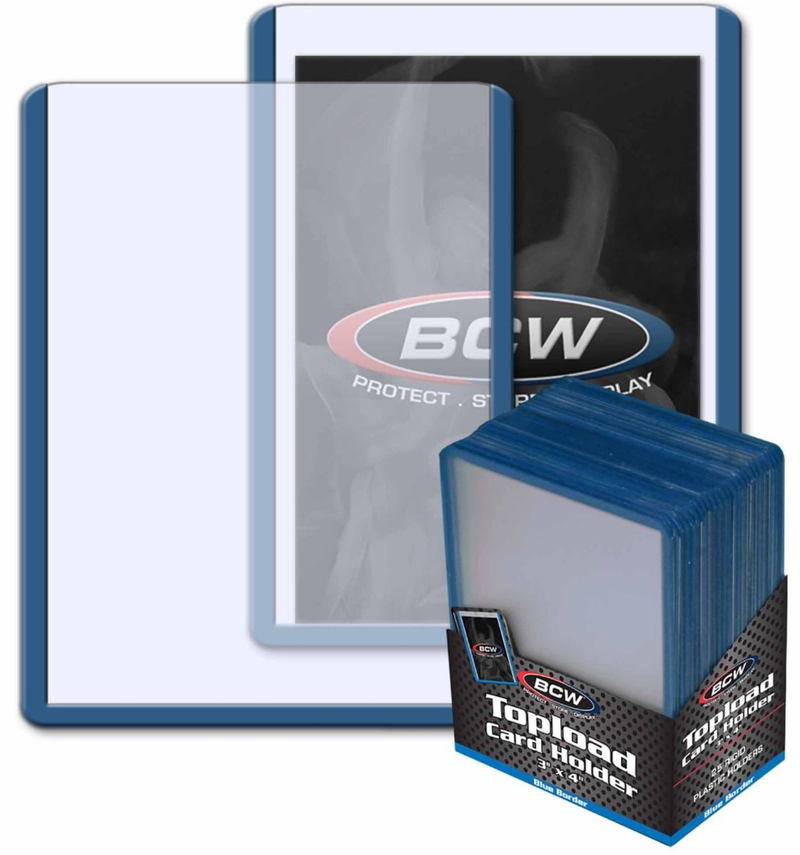 Toploader Card Holder 3x4 25 Pack: Blue Border