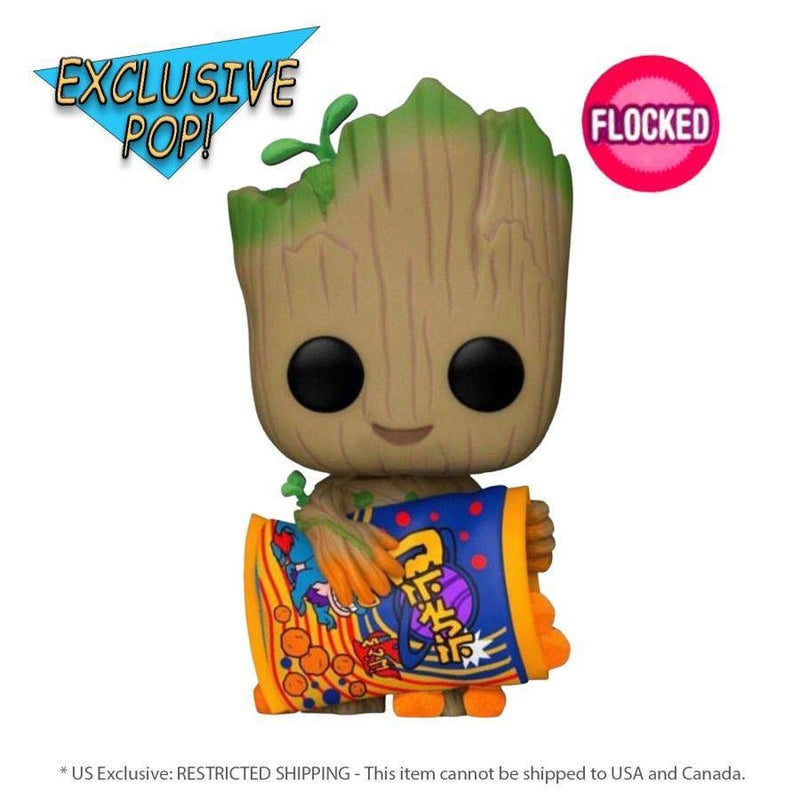I Am Groot (TV) - Groot with Cheese Puffs Flocked Pop! (US Exclusive) Vinyl Figure