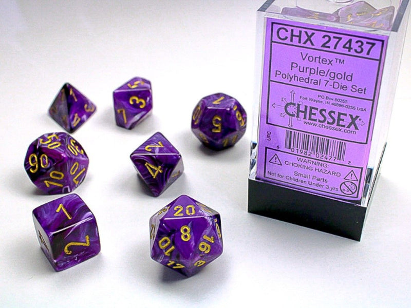 Chessex - Vortex Purple w/gold Classic Polyhedral 7-Die Set