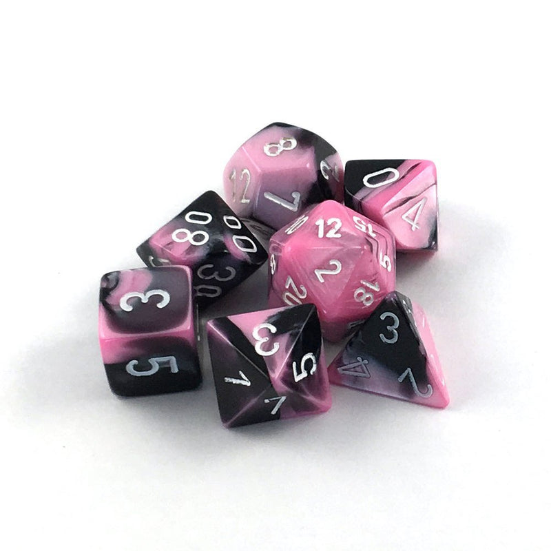Chessex - Gemini Polyhedral Black-Pink/white 7-Die Set