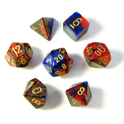 Chessex - Gemini® Polyhedral Blue-Red/gold 7-Die Set