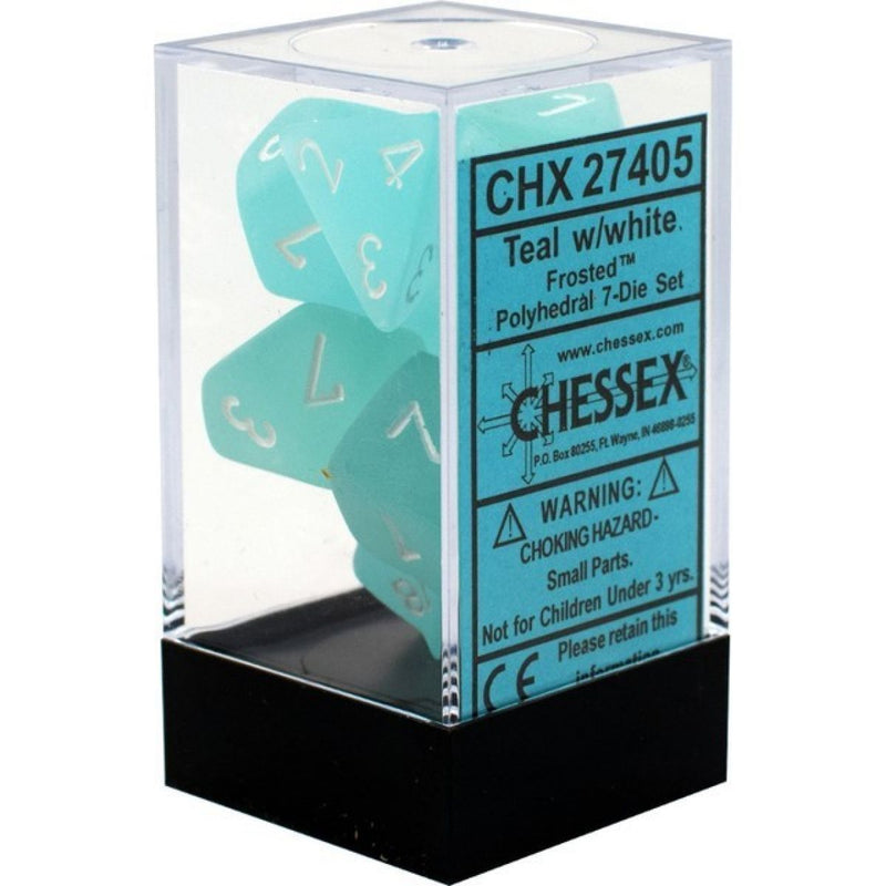 Chessex - Frosted Teal w/white Classic Polyhedral 7-Die Set