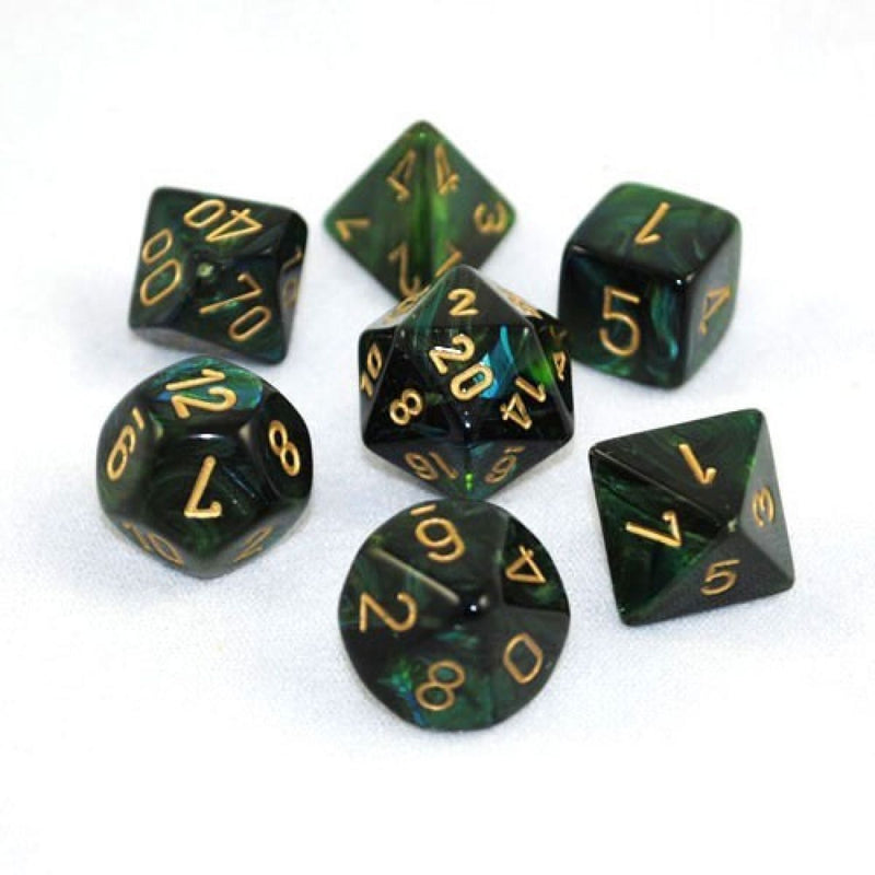 Chessex - Scarab Jade w/gold Signature Polyhedral 7-Die Set