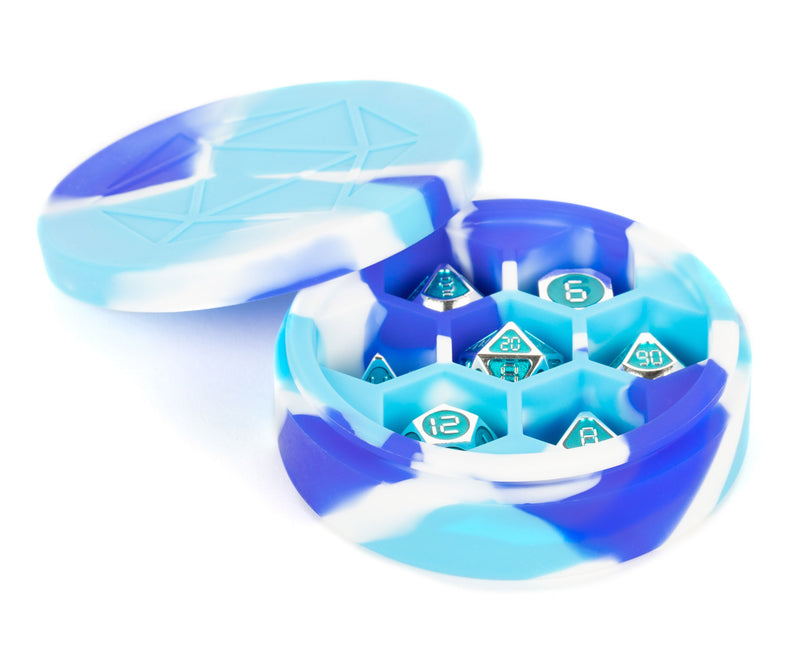 MDG - Silicone Round Dice Case: Blue/White/Light Blue