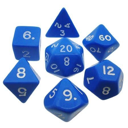 Chessex – Blue w/white Opaque Polyhedral 7-Die Set