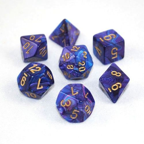 Chessex - Lustrous Purple w/Gold Classic Polyhedral 7-Die Se