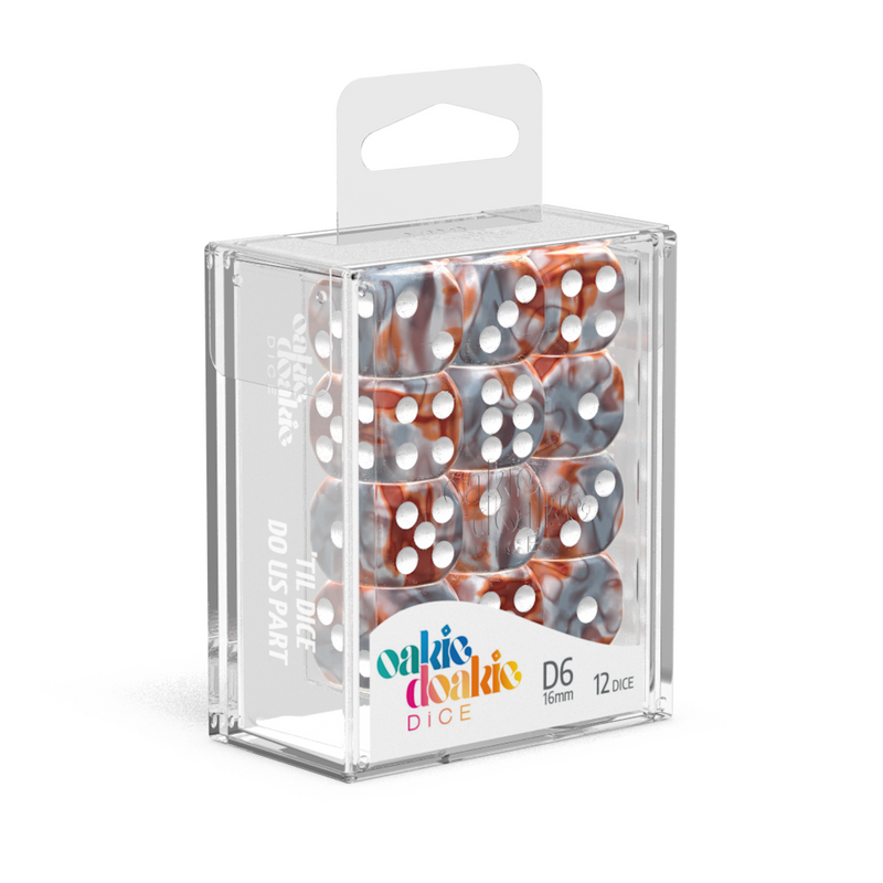 Oakie Doakie Dice D6 16 mm GemiDice - Silver-Rust (12)