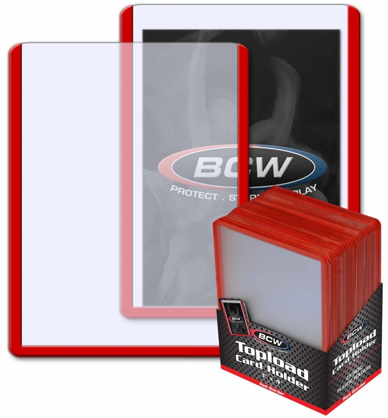 Toploader Card Holder 3x4 25 Pack: Red Border