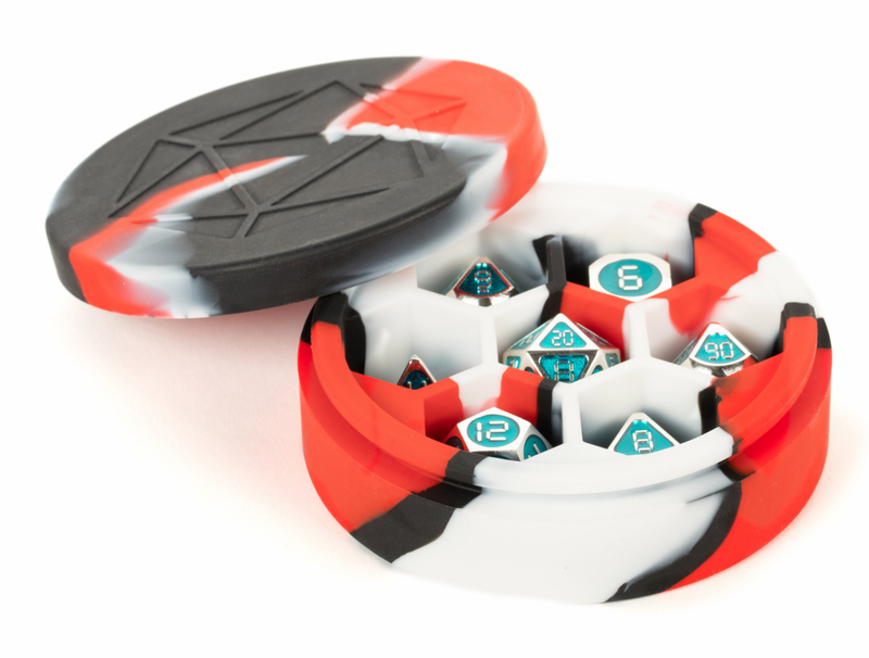Silicone Round Dice Case: Red/Black/White