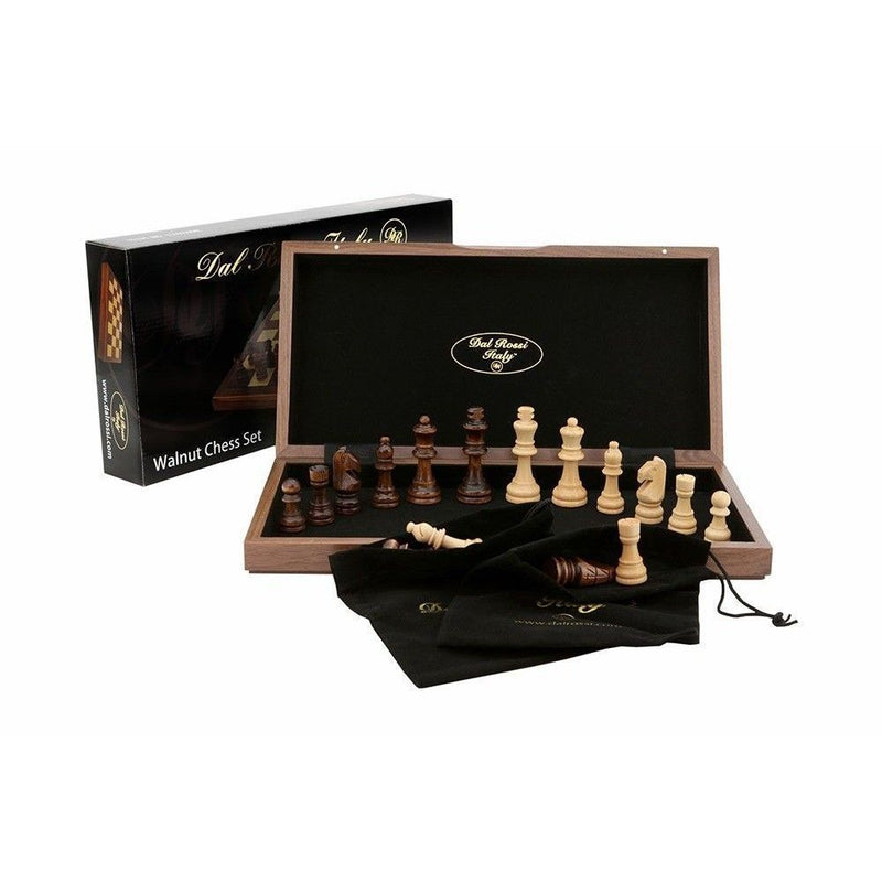 Dal Rossi Chess Set Walnut Inlaid 15''