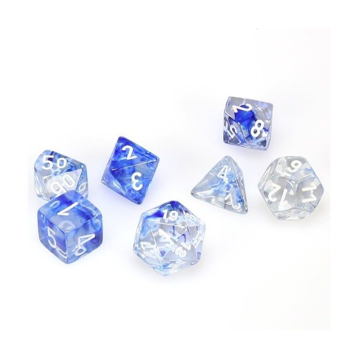 Chessex - Nebula Dark Blue w/white Signature Polyhedral 7-Die Set