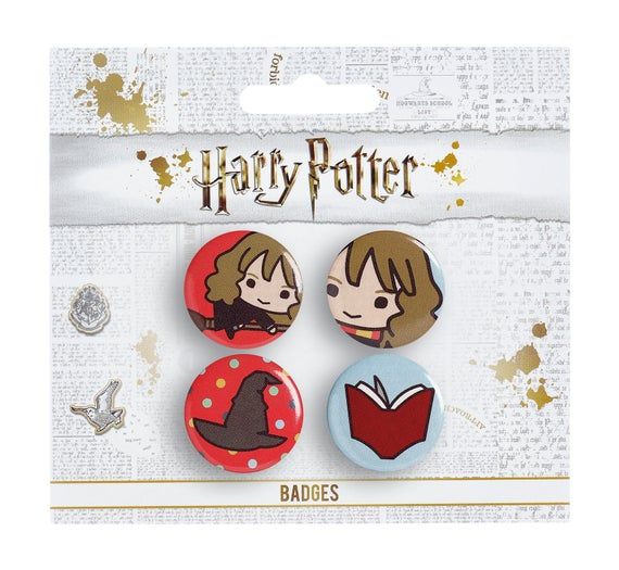 BUTTON BADGE SET 2 HERMIONE/SORTING HAT