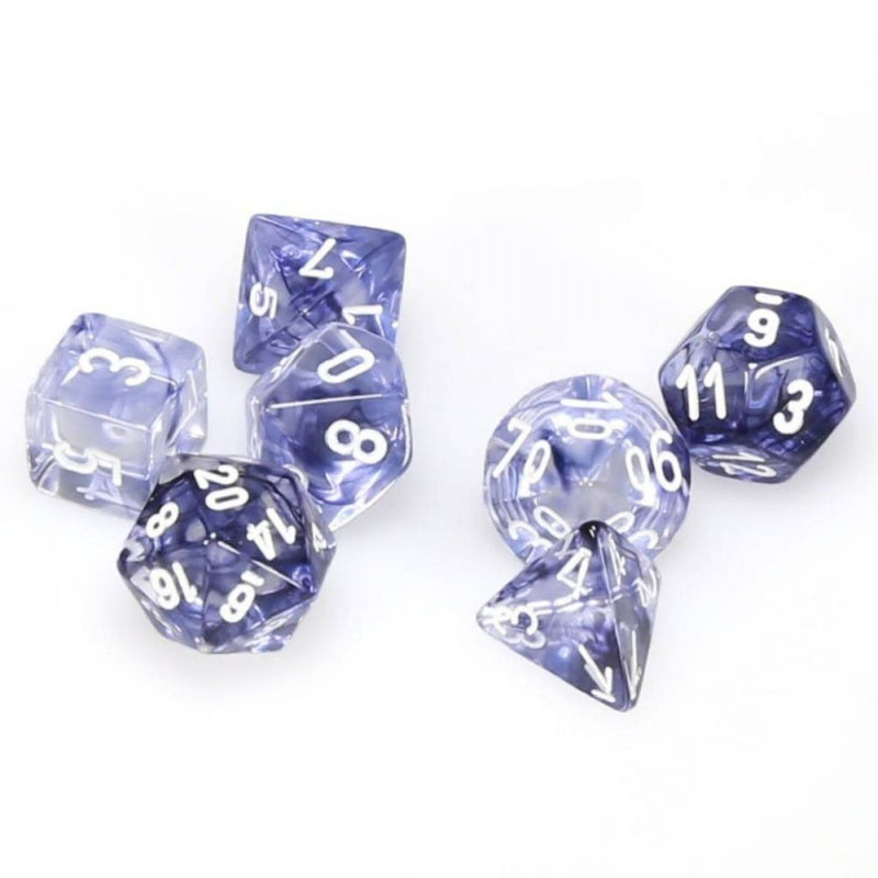 Chessex - Nebula Black w/white Signature Polyhedral 7-Die Set