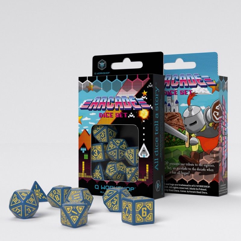 Q Workshop – Arcade Blue & yellow Dice Set