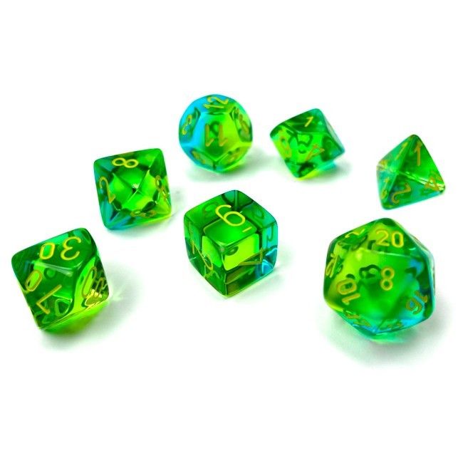 Chessex - Gemini Translucent Green-Teal/yellow 7-Dice Set