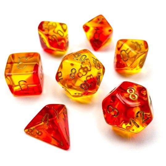 Chessex - Gemini Translucent Red-Yellow/gold 7-Dice Set