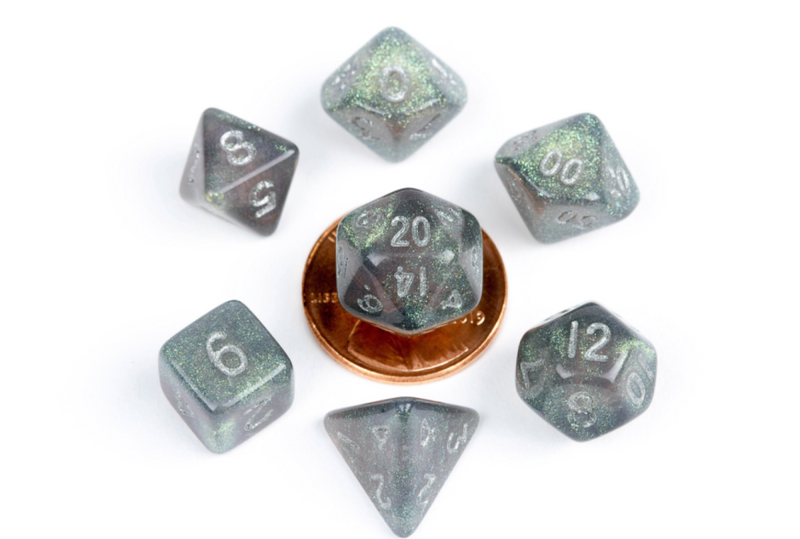 MDG - Mini Polyhedral Dice Set: Stardust Grey with silver
