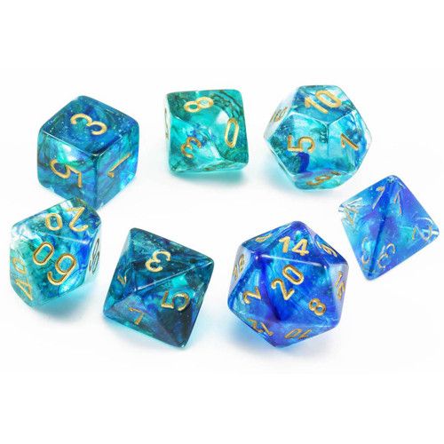 Chessex - Nebula Oceanic/Gold Luminary 7-Die Set