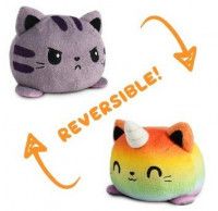 Reversible Plushie - Tabby/Rainbow Cat