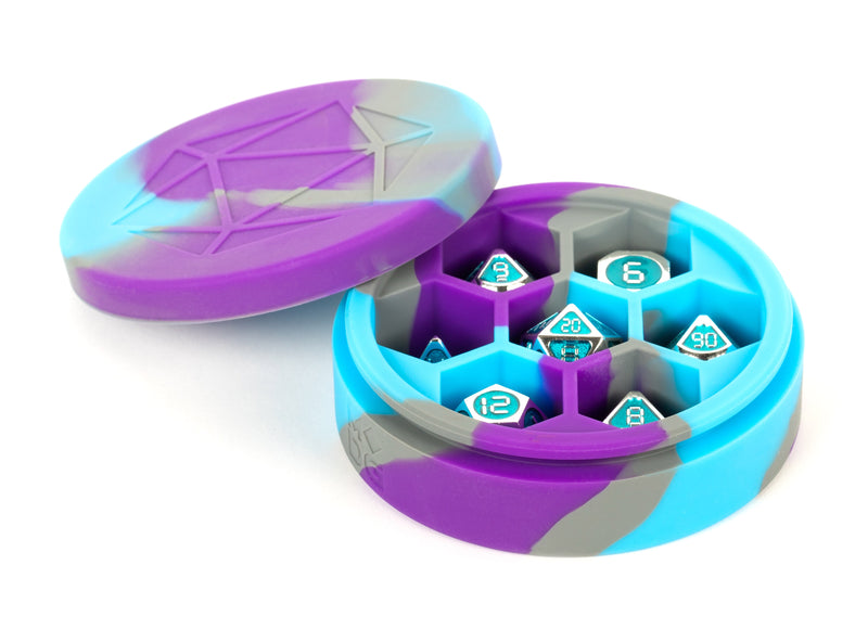 MDG - Silicone Round Dice Case: Purple/Gray/Light Blue